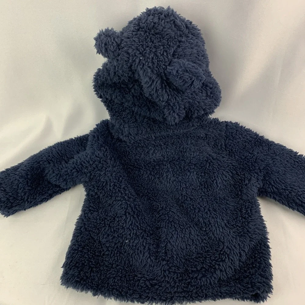 3 Months Carters Navy Blue Plush Fuzzy Hoodie Full Zip with Ears Baby Infant